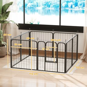 Parque para cães, cercado modular e dobrável de 8 painéis 56 x 60 x 1,5 cm (CADA PAINEL) em aço com porta, para cães de pequeno porte, uso interior e