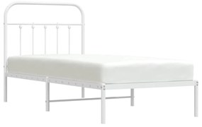 Estrutura de cama com cabeceira 90x190 cm metal branco