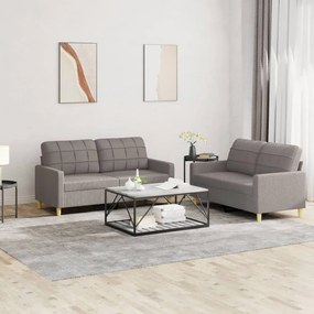 3201281 vidaXL 2 pcs conjunto de sofás com almofadões tecido cinza-acastanhado