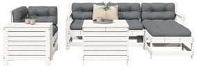 7 pcs conjunto de sofás para jardim pinho maciço branco