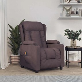 vidaXL Poltrona de massagens tecido castanho-escuro