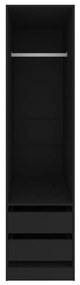 Roupeiro com gavetas 50x50x200 cm derivados de madeira preto