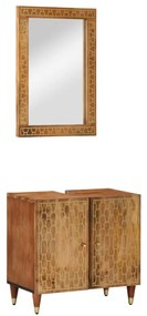vidaXL 2 pcs conj. móveis p/ casa de banho madeira mangueira maciça