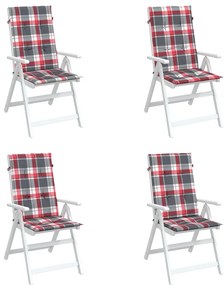 Almofadões cadeiras altas de jardim 4pcs tecido xadrez vermelho