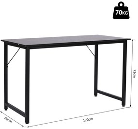 Mesa de escritório Mesa de computador Mesa de estudo Mobiliário de Escritório Simples 120x60x73cm Carga 70kg