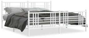 vidaXL Estrutura de cama com cabeceira e pés 183x213 cm metal branco