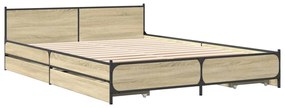 Estrutura de cama c/ gavetas derivados madeira carvalho sonoma
