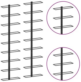 Garrafeiras de parede para 18 garrafas 2 pcs ferro preto