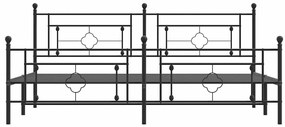 Estrutura de cama com cabeceira e pés 193x203 cm metal preto