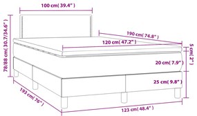 Cama boxspring c/ colchão 120x190cm tecido castanho-acinzentado