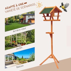 Comedouro para aves selvagens com pé, abrigo para pássaros, nicho com tabuleiro, estação para pássaros, em madeira para exterior, 150 cm