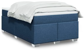 vidaXL Cama boxspring com colchão 120x190 cm tecido azul