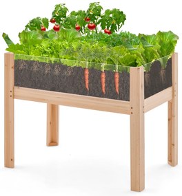 Floreira elevada de madeira 75 x 46 x 61 cm com pés 50 L, orifícios de drenagem e painéis acrílicos para frutas e legumes Natural