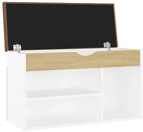 Banco sapateira + almofadão 80x30x47cm contrap. branco/sonoma