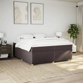 Cama com molas/colchão 200x200 cm tecido castanho-escuro