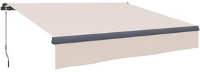 Outsunny Toldo Retrátil Manual para Jardim Ajustável com Manivela Proteção UV Estrutura de Metal e Alumínio 295x200 cm Creme