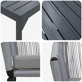 Conjunto de Jantar de Jardim Manual 9 pcs Cinzeto Largo