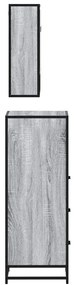 3 pcs Conjunto móveis casa de banho madeira proc. cinza sonoma