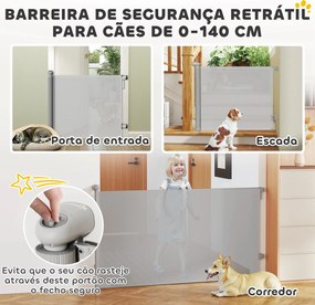 PawHut Barreira para Cães Retráctil 0-140 cm Porta para Cães Pequenos