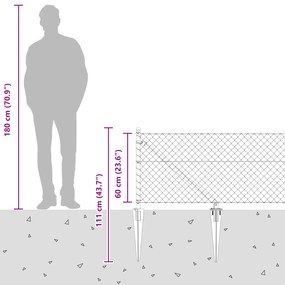 Cerca de Cadeia com 13 Postes de Espeto 0.6x25 m Aço Galvanizado