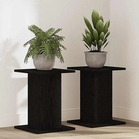 Suporte para Plantas vidaXL 2 pcs Preto Carvalho 30x30x40 cm Madeira de Engenharia
