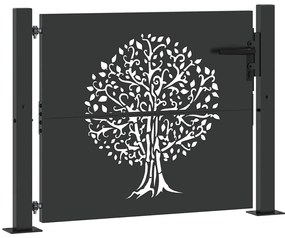 Portão de Jardim Preto 105 x 100 cm Aço com Revestimento em Pó