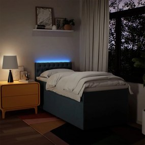 Cama com molas/colchão 100x200 cm tecido azul