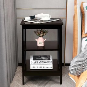 Mesa de cabeceira ou Mesa de apoio  com barras de reforço Mesa de apoio para sofá para quarto Sala de estar Corredor 40 x 40 x 61 cm Castanho