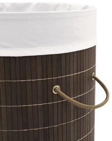Cesto redondo para roupa suja bambu castanho escuro