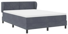 Cama Box Spring com Colchão Cinza Escuro 140x200 cm Veludo