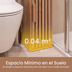 Armário de Banho, 20 x 19 x 78 cm, Suporte para Papel Higiénico, Natural