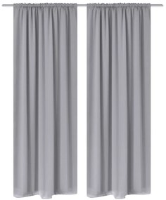 130376 vidaXL 2 pcs cortinas opacas com barra de franzir 135 x 245 cm cinzento