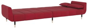 Sofá-cama 2 lugares com duas almofadas veludo vermelho tinto