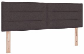 Cama Box Spring com Colchão &amp; Luz LED Marrom Escuro 140x200 cm Tecido