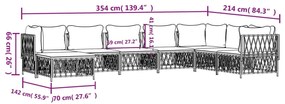 8 pcs conjunto lounge de jardim com almofadões aço antracite