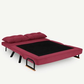 Sofá-Cama de 2 Lugares Sando – Cor de Vinho – Medidas: 50x133x41 cm