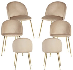 Pack 6 Cadeiras Golden Dalnia Veludo - Castanho Claro