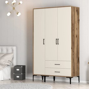 Roupeiro Kumsal ST – Nogueira e Creme – 120x47,5x201,4 cm