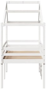 Cama alta com telhado 90x200 cm pinho maciço branco