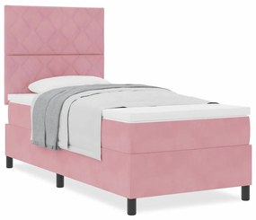 Cama Box com Colchão vidaXL Rosa Individual Veludo