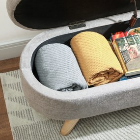 Banco para Pé de Cama Banco de Armazenamento com Pés de Madeira e Assento Acolchoado 110x40x43 cm Cinzento