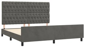 Estrutura de cama c/ cabeceira 180x200cm veludo cinzento-escuro