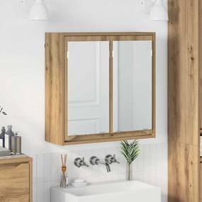 vidaXL Armário de Espelho para Banheiro com porta Carvalho Artesanal