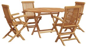 vidaXL Conjunto de Jantar para Jardim 5 pcs Castanho