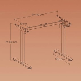 Estrutura, pernas secretária elétrica sem tampo 59,6 x (90-140) x (72-120) cm Branco 