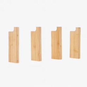 Pack De 4 Cabides De Parede Em Bambu Ambroz Bambu - Sklum
