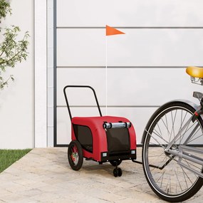 vidaXL Reboque bicicleta p/ animais tecido oxford/ferro vermelho/preto
