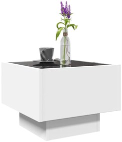 Mesa de apoio c/ LEDs 40x40x30 cm derivados de madeira branco