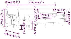 Sofá-cama em forma de L 271x140x70 cm veludo cinzento-claro