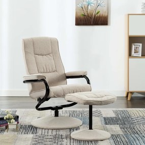 249310 vidaXL Cadeira reclinável com apoio de pés tecido creme